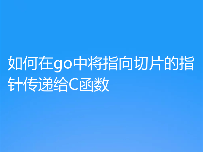 如何在go中将指向切片的指针传递给C函数
