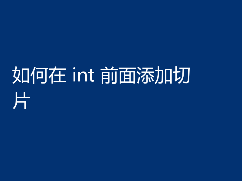 如何在 int 前面添加切片