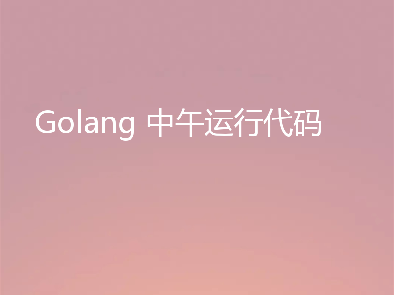 Golang 中午运行代码