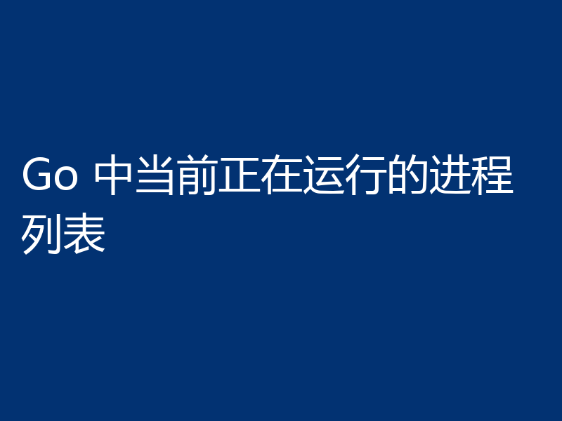 Go 中当前正在运行的进程列表