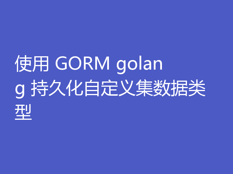 使用 GORM golang 持久化自定义集数据类型