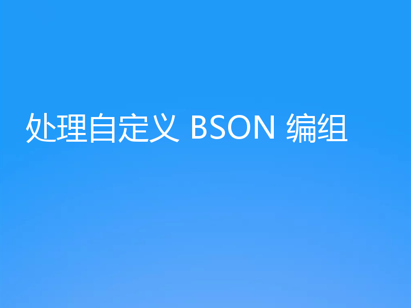 处理自定义 BSON 编组