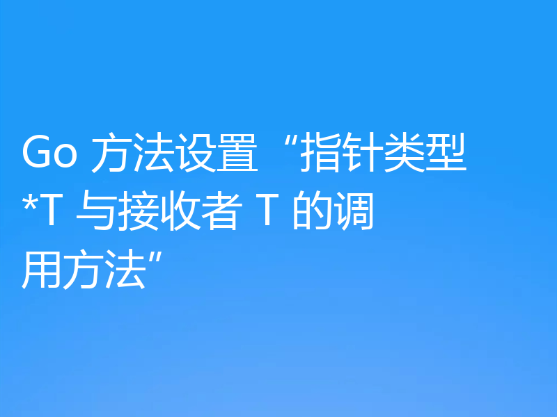 Go 方法设置“指针类型 *T 与接收者 T 的调用方法”
