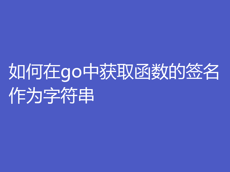 如何在go中获取函数的签名作为字符串