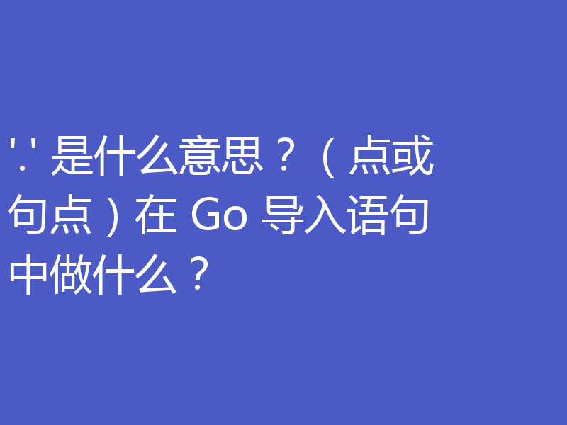'.' 是什么意思？（点或句点）在 Go 导入语句中做什么？