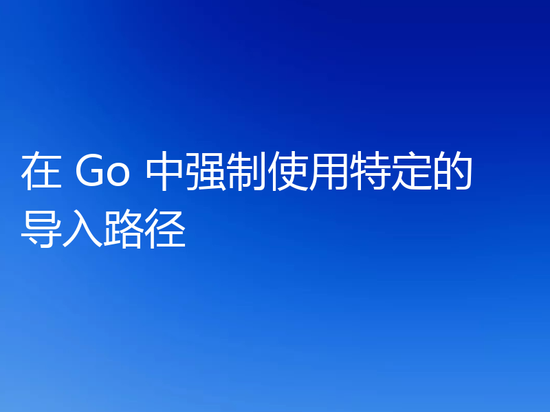 在 Go 中强制使用特定的导入路径