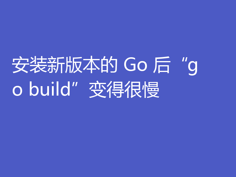安装新版本的 Go 后“go build”变得很慢