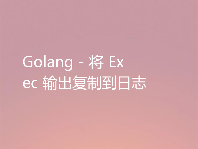 Golang - 将 Exec 输出复制到日志