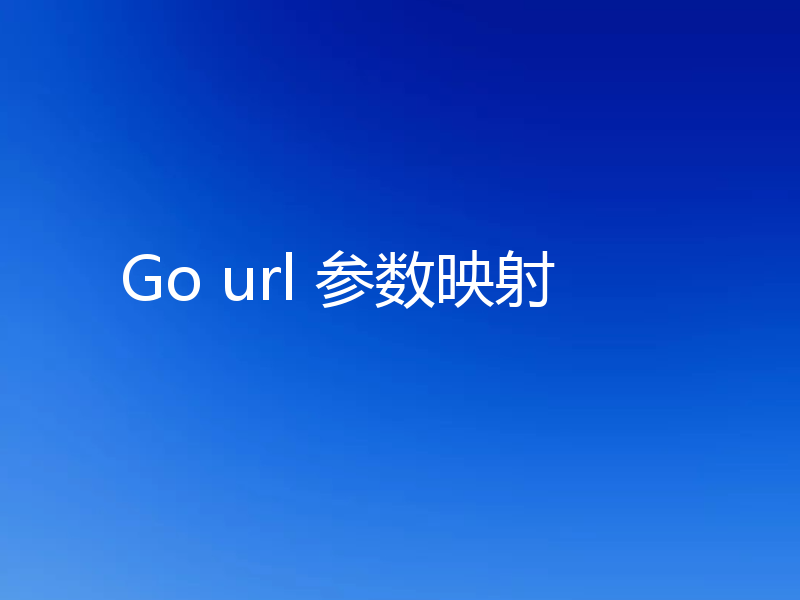 Go url 参数映射