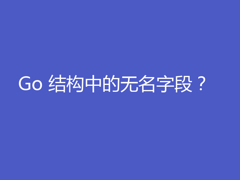 Go 结构中的无名字段？