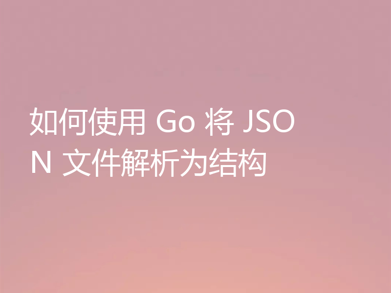 如何使用 Go 将 JSON 文件解析为结构