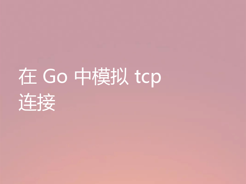 在 Go 中模拟 tcp 连接