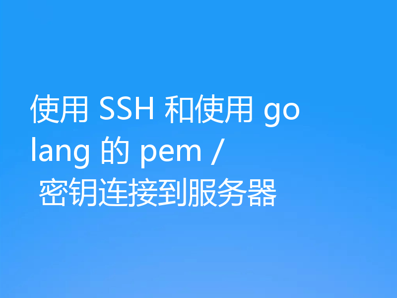 使用 SSH 和使用 golang 的 pem / 密钥连接到服务器