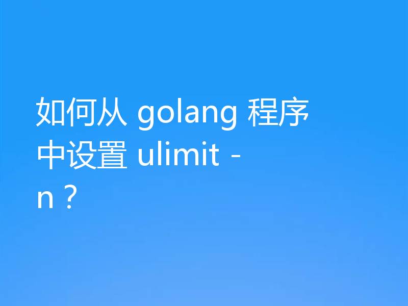 如何从 golang 程序中设置 ulimit -n？