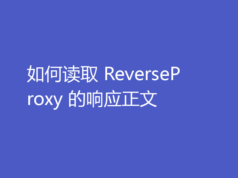 如何读取 ReverseProxy 的响应正文