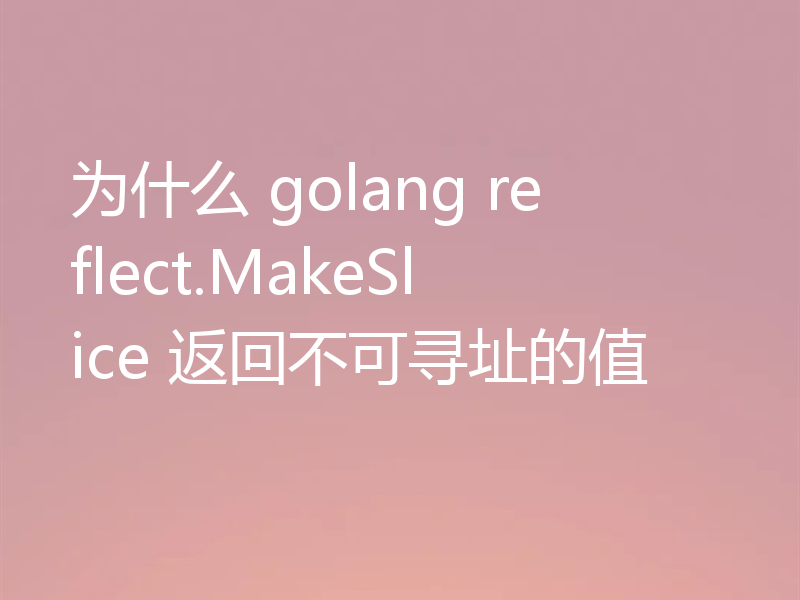 为什么 golang reflect.MakeSlice 返回不可寻址的值