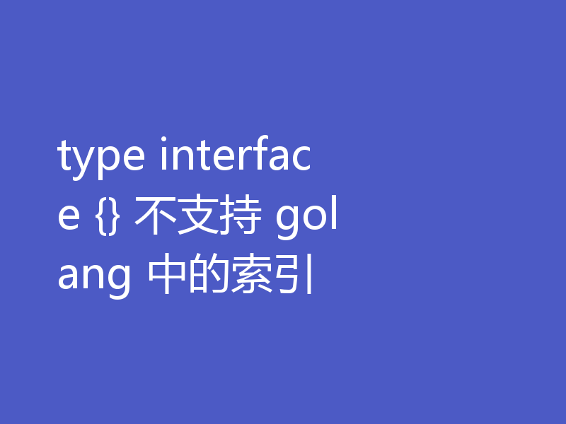 type interface {} 不支持 golang 中的索引