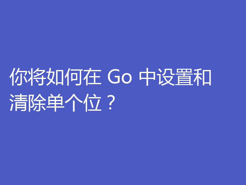 你将如何在 Go 中设置和清除单个位？