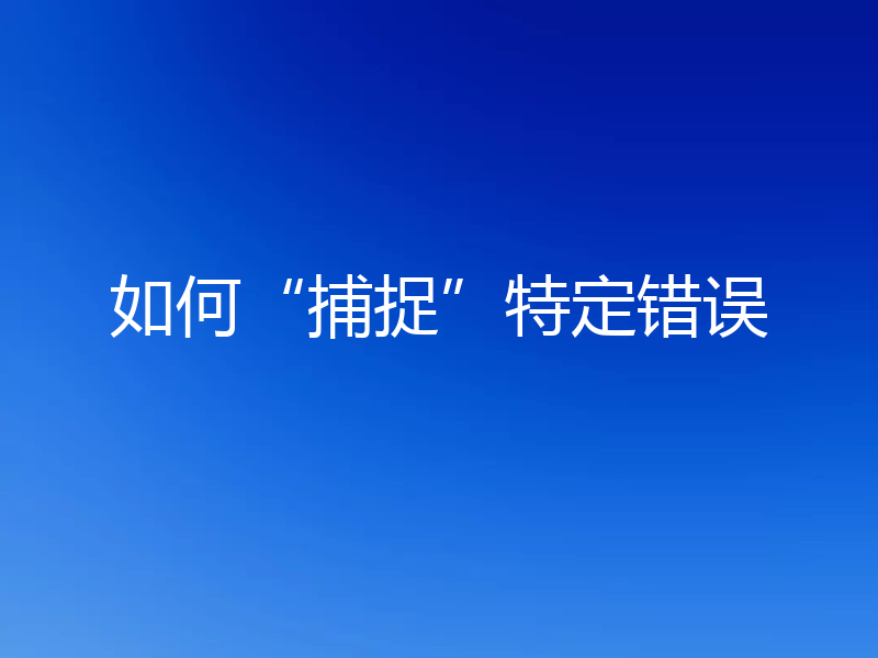 如何“捕捉”特定错误