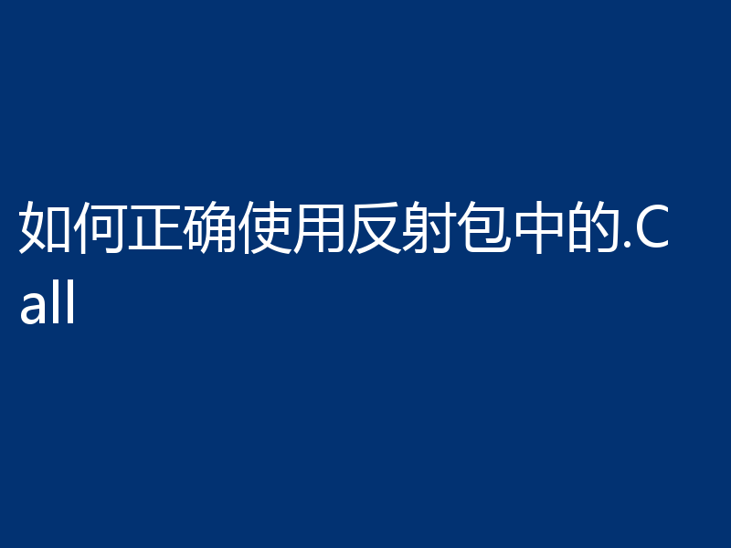 如何正确使用反射包中的.Call