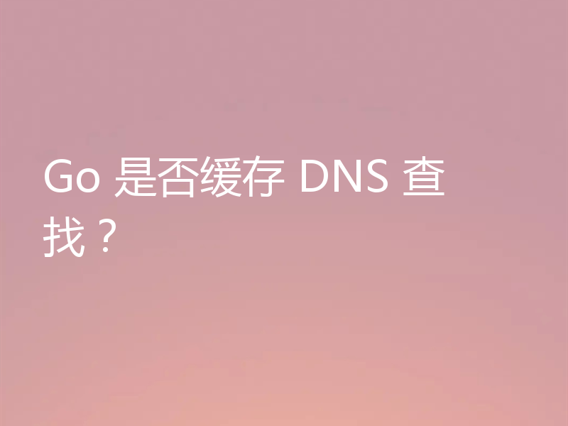 Go 是否缓存 DNS 查找？