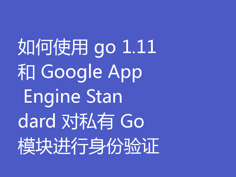 如何使用 go 1.11 和 Google App Engine Standard 对私有 Go 模块进行身份验证