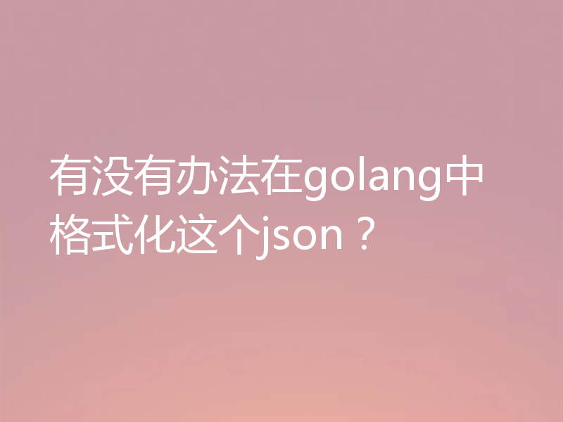 有没有办法在golang中格式化这个json？