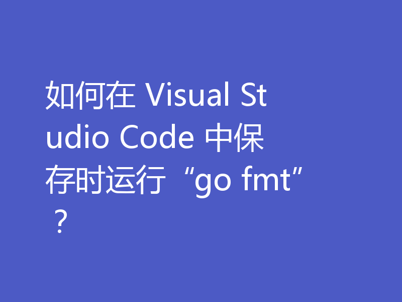 如何在 Visual Studio Code 中保存时运行“go fmt”？