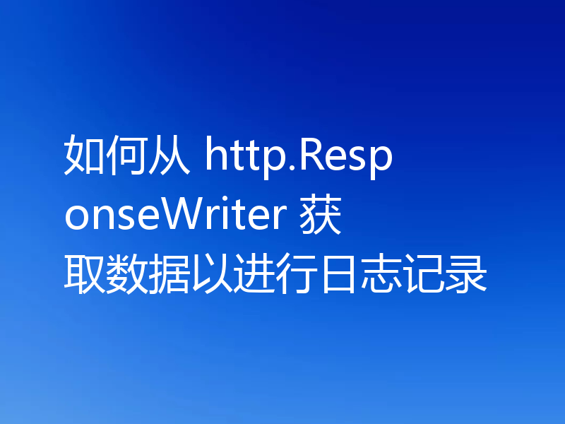 如何从 http.ResponseWriter 获取数据以进行日志记录