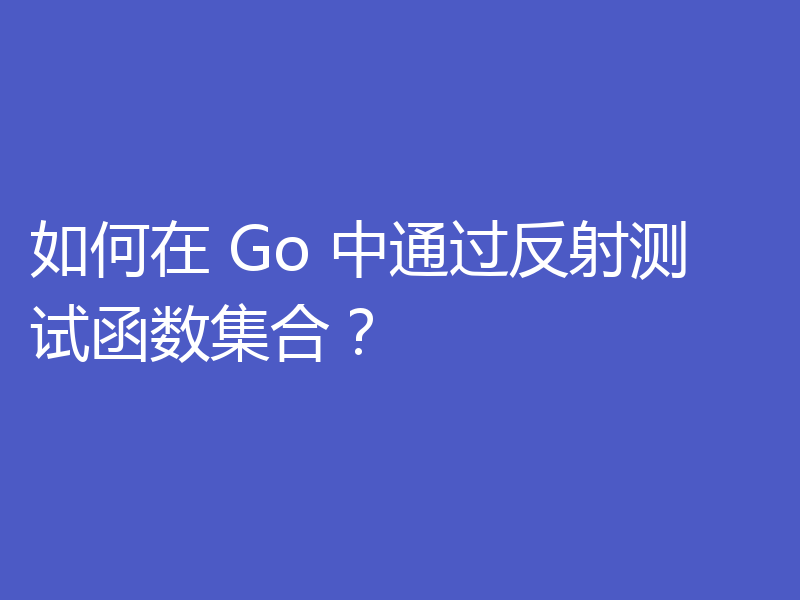 如何在 Go 中通过反射测试函数集合？