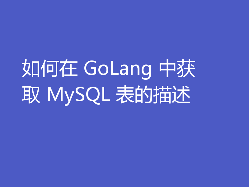 如何在 GoLang 中获取 MySQL 表的描述