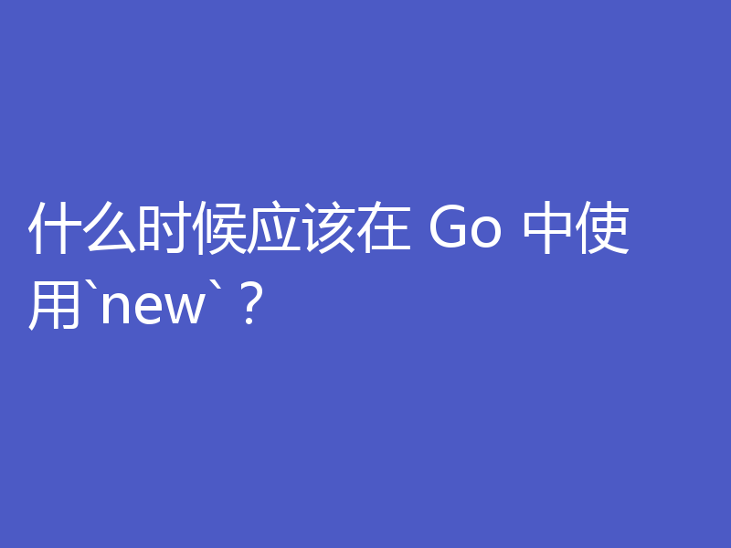 什么时候应该在 Go 中使用`new`？