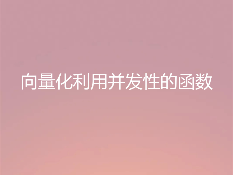 向量化利用并发性的函数