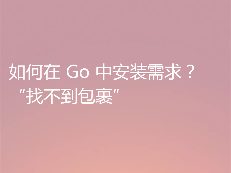 如何在 Go 中安装需求？“找不到包裹”