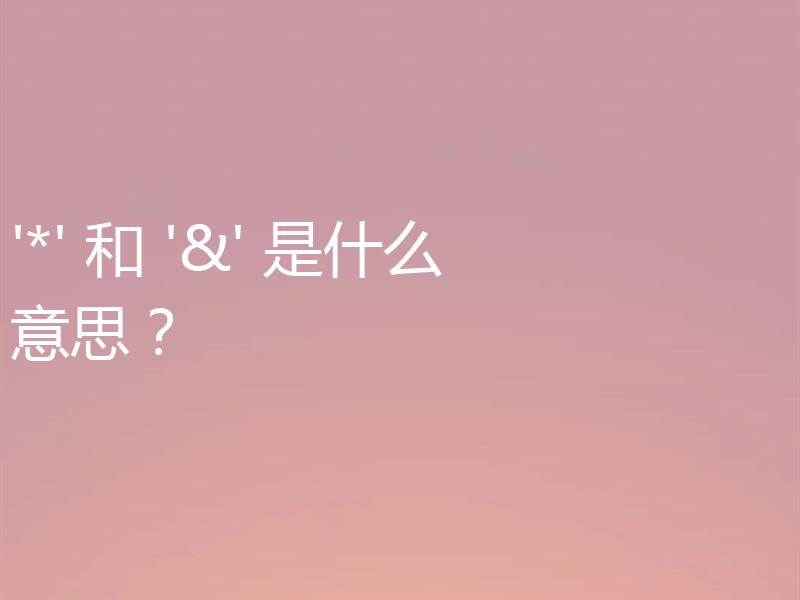 '*' 和 '&' 是什么意思？