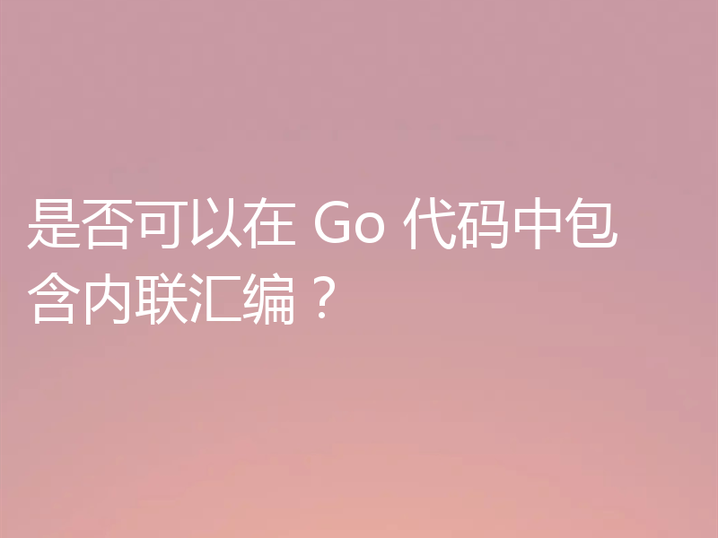 是否可以在 Go 代码中包含内联汇编？