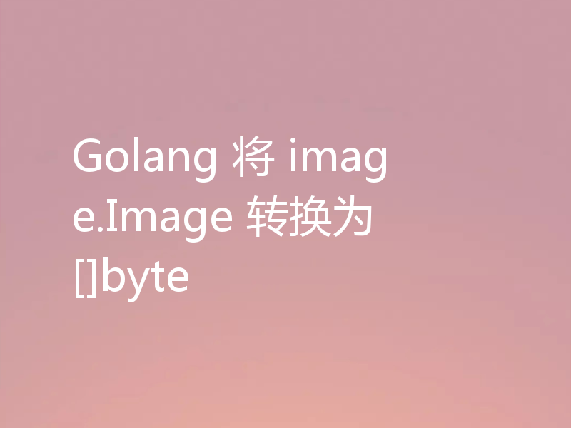 Golang 将 image.Image 转换为 []byte