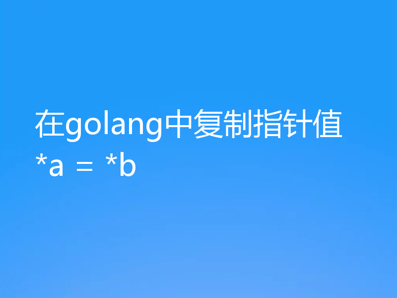 在golang中复制指针值*a = *b