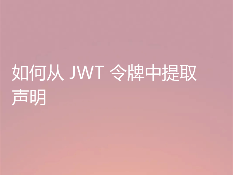 如何从 JWT 令牌中提取声明