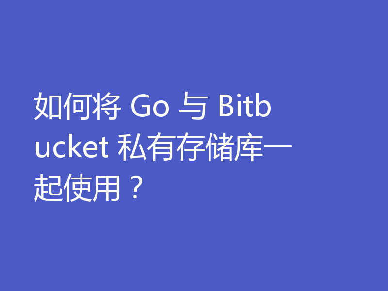 如何将 Go 与 Bitbucket 私有存储库一起使用？