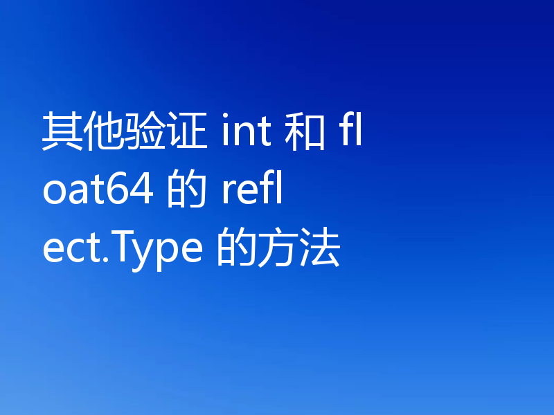 其他验证 int 和 float64 的 reflect.Type 的方法