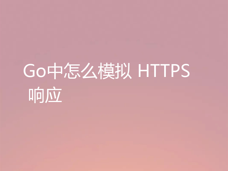 Go中怎么模拟 HTTPS 响应
