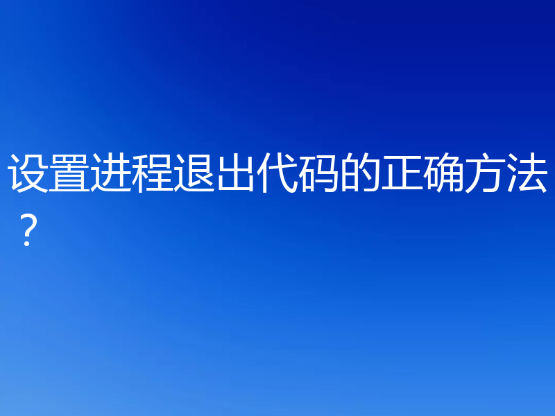 设置进程退出代码的正确方法？