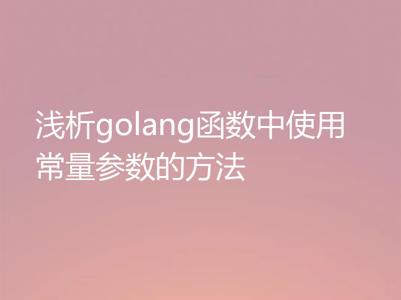 浅析golang函数中使用常量参数的方法
