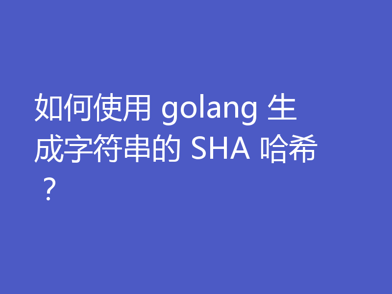 如何使用 golang 生成字符串的 SHA 哈希？