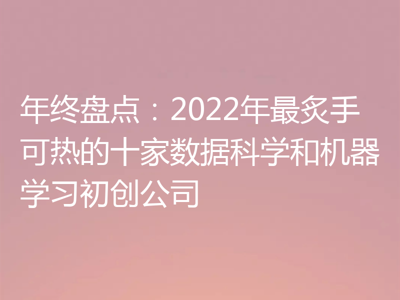 年终盘点：2022年最炙手可热的十家数据科学和机器学习初创公司