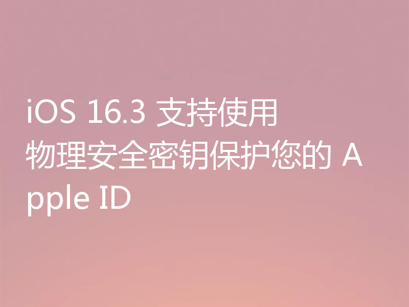 iOS 16.3 支持使用物理安全密钥保护您的 Apple ID