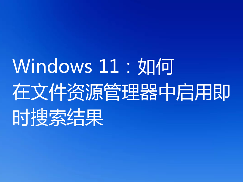 Windows 11：如何在文件资源管理器中启用即时搜索结果