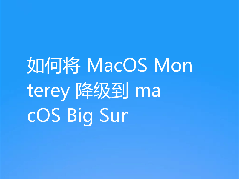 如何将 MacOS Monterey 降级到 macOS Big Sur