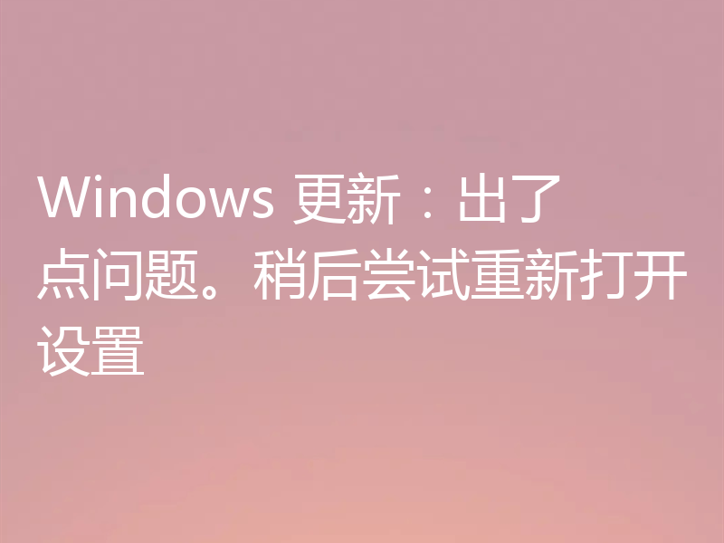 Windows 更新：出了点问题。稍后尝试重新打开设置